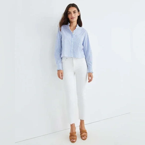 Veronica Beard Whitman Ruffle Button up Shirt Bluebell - Picture 14 of 14